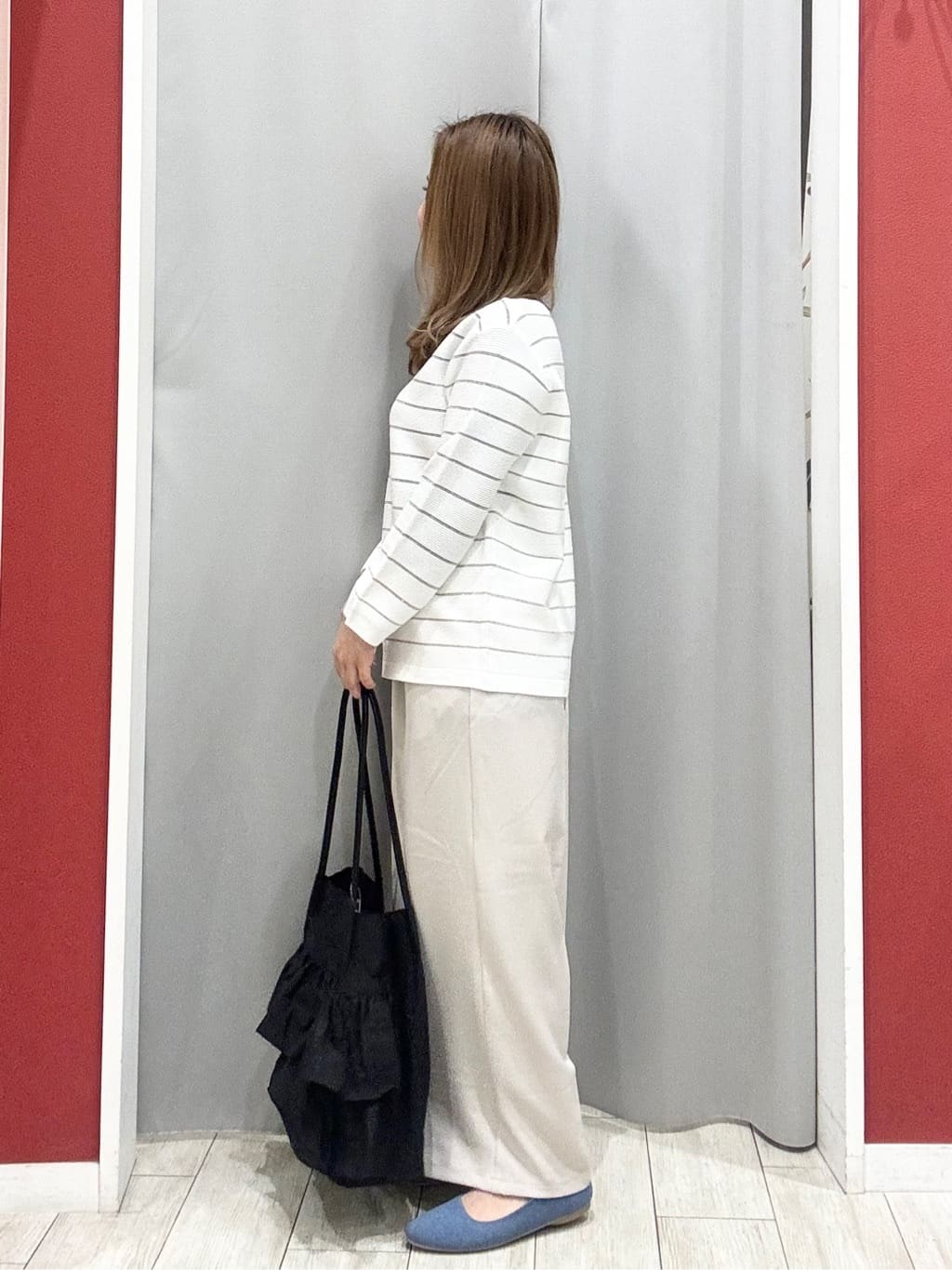 shioさんの「SHOO･LA･RUE｜【高レビュー/洗濯機可/S-LL】さらっと着られる 8分袖Ⅴネックニット」を使ったコーディネート