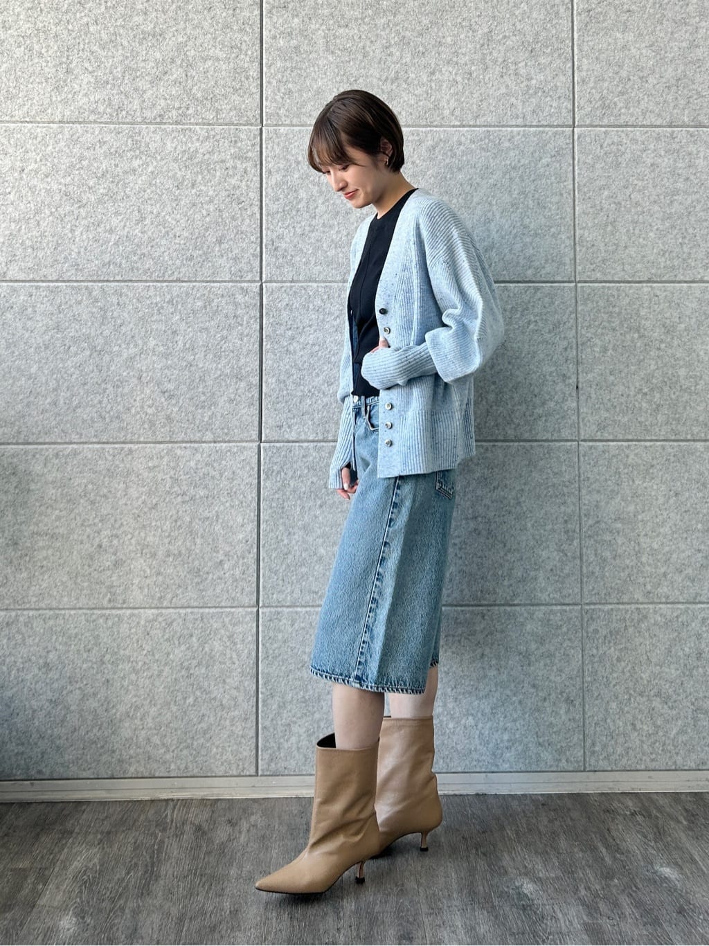 harunaさんの「CODE A｜puff cardigan」を使ったコーディネート