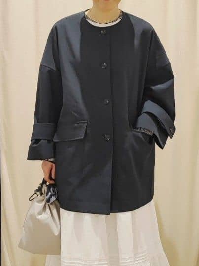 toyaさんの「Dessin｜【花粉ガード/撥水加工/洗える】クルーネックスプリングコート」を使ったコーディネート