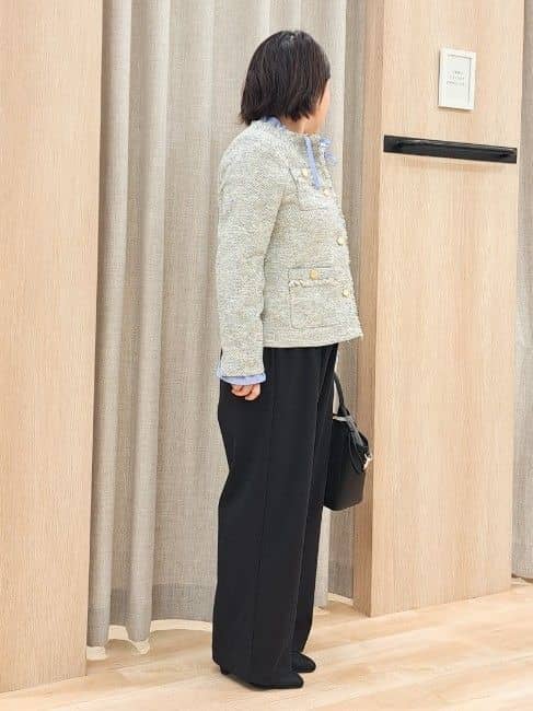 ふるさんの「grove｜きれい見えとイージーな着心地を両立した、ウエストシャーリング ワイドパンツ」を使ったコーディネート