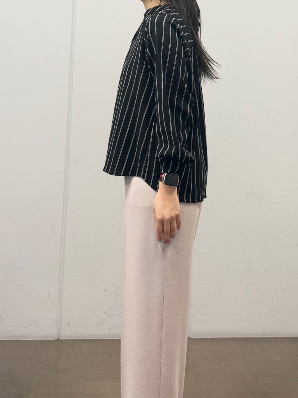 mizukiさんの「INDIVI｜【洗える／着心地楽ちん】ブラウス風ストライプカットソートップス」を使ったコーディネート