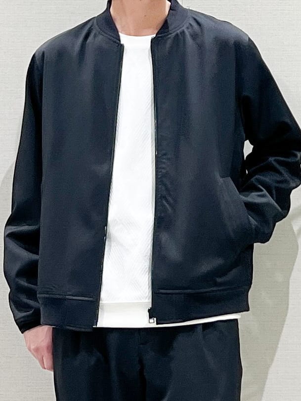 SHI-MAさんの「THE SHOP TK｜FLEX LINE ストレッチリブブルゾン　ストレッチ/防シワ/マシンウォッシャブル/セットアップ可」を使ったコーディネート