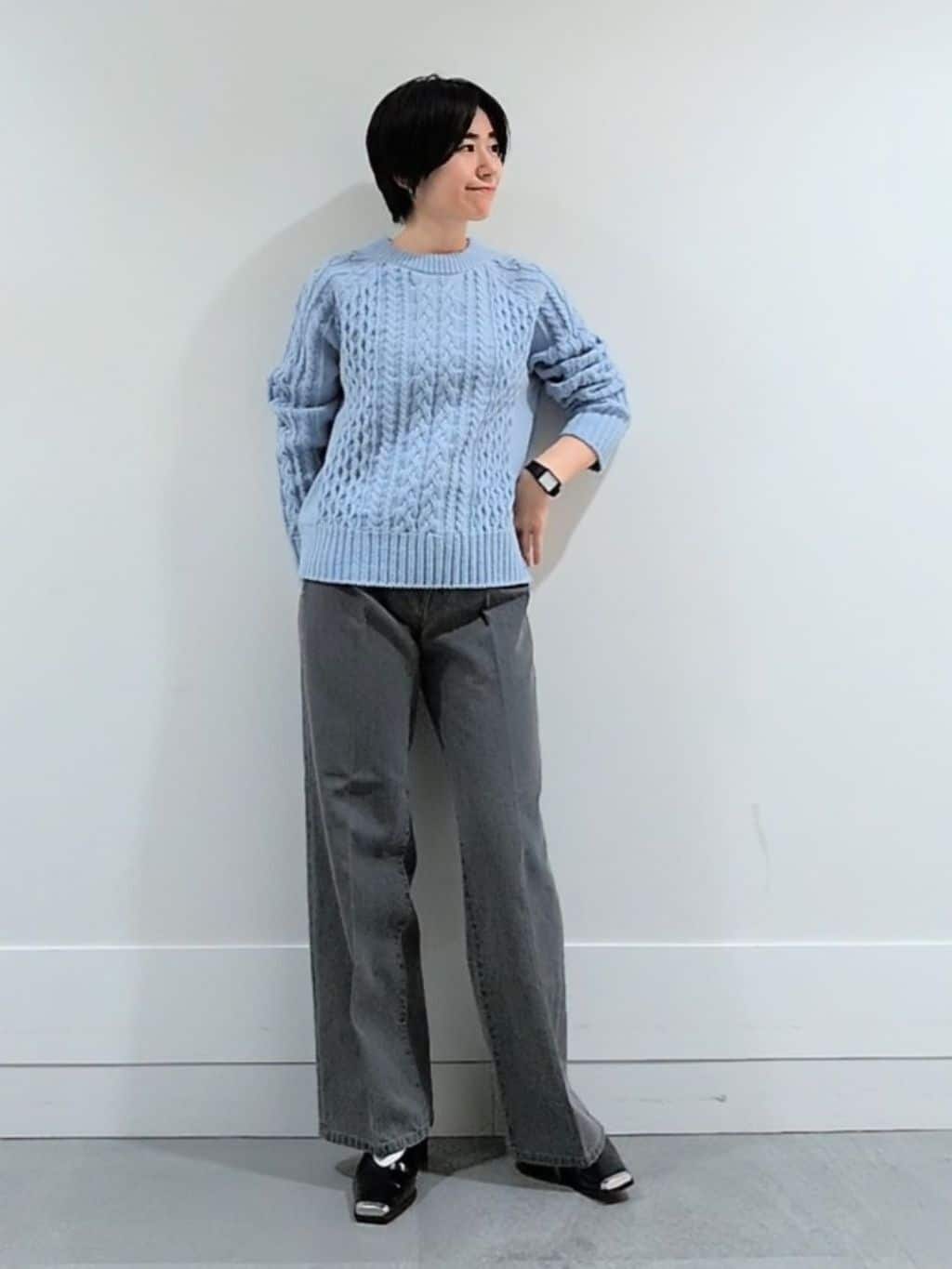 ミズタさんの「UNTITLED｜【洗える】スポンディッシュ ケーブル柄ニット」を使ったコーディネート
