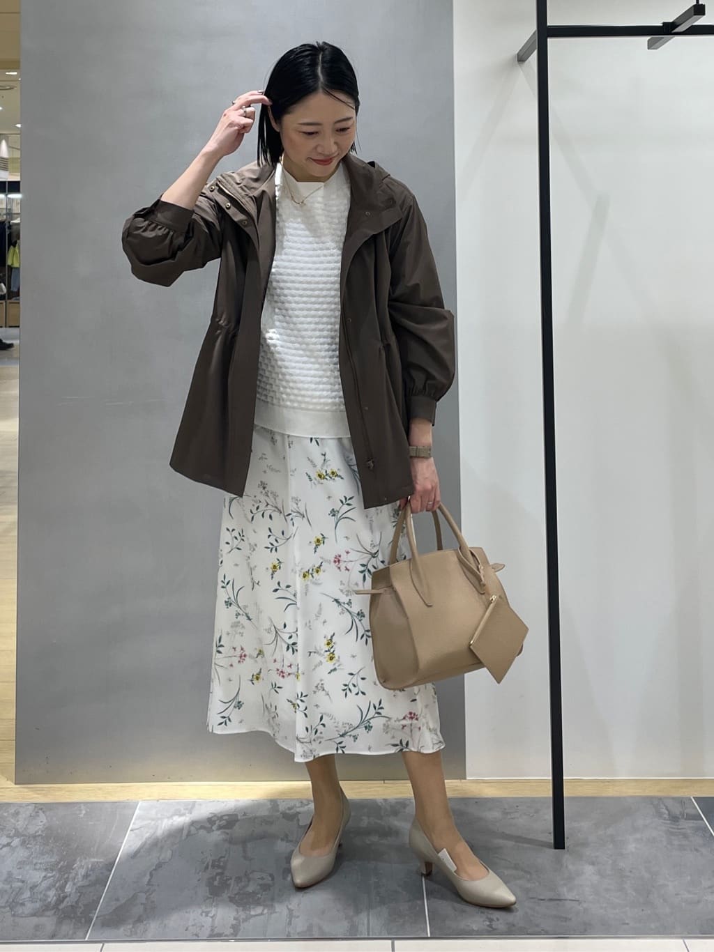 shihoさんの「INDIVI｜【洗える／凹凸編み】ジャカードニット」を使ったコーディネート
