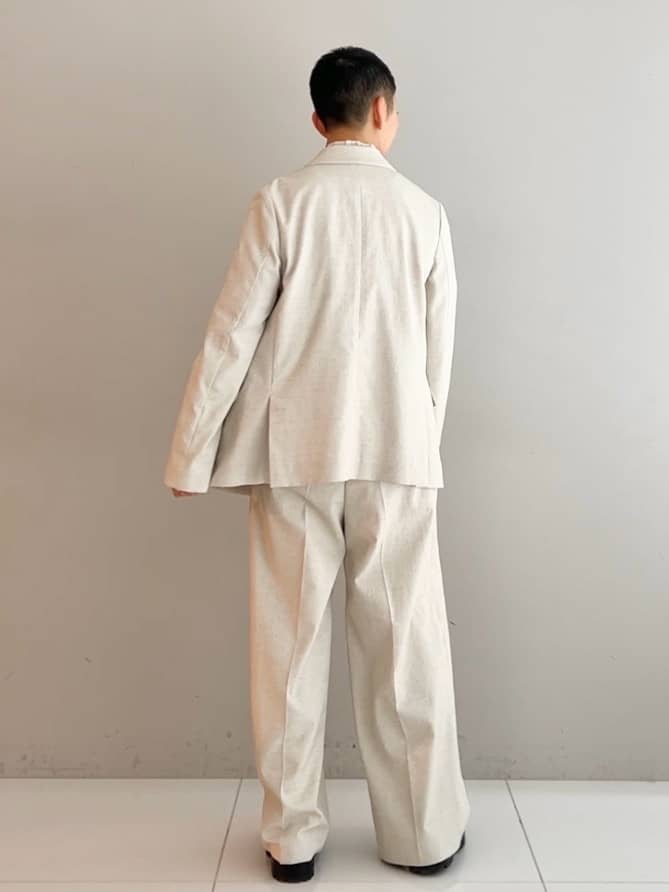 OCHIAIさんの「DRESSTERIOR｜【セットアップ可/吸水速乾/ウォッシャブル】リネンブレンドオックスダブルジャケット」を使ったコーディネート
