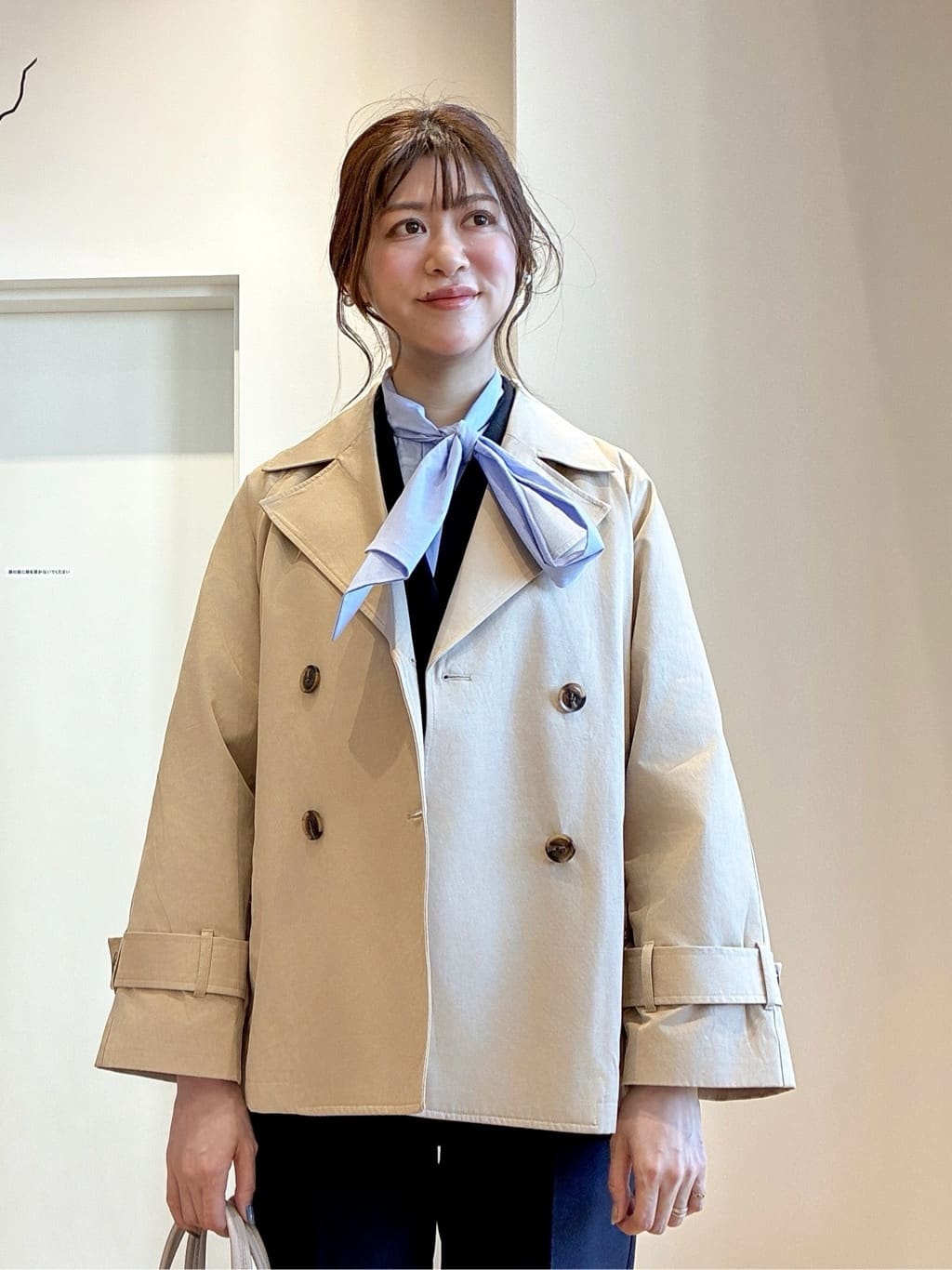 もんちゃんさんの「OPAQUE.CLIP｜ミドルトレンチコート【洗濯機OK】」を使ったコーディネート