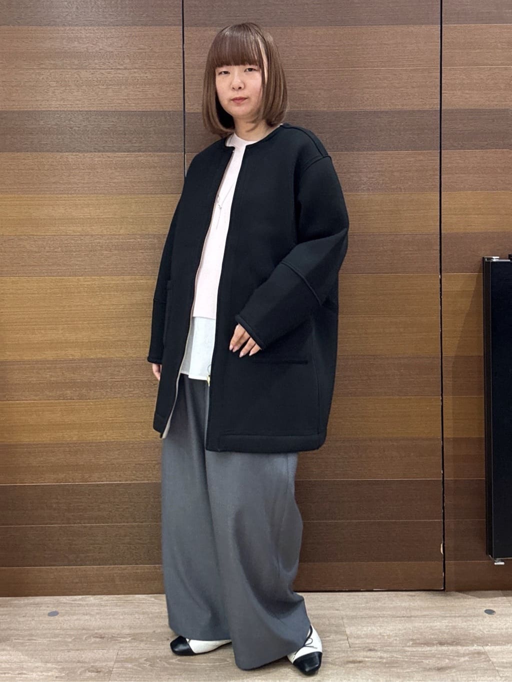 yumeさんの「OPAQUE.CLIP｜リバーシブル配色ノーカラーコート【洗濯機OK】」を使ったコーディネート