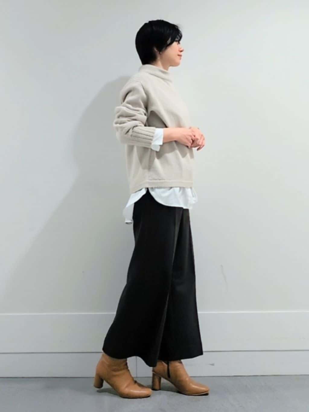 ミズタさんの「UNTITLED｜【洗える】スポンディッシュ ボトルネックニット」を使ったコーディネート