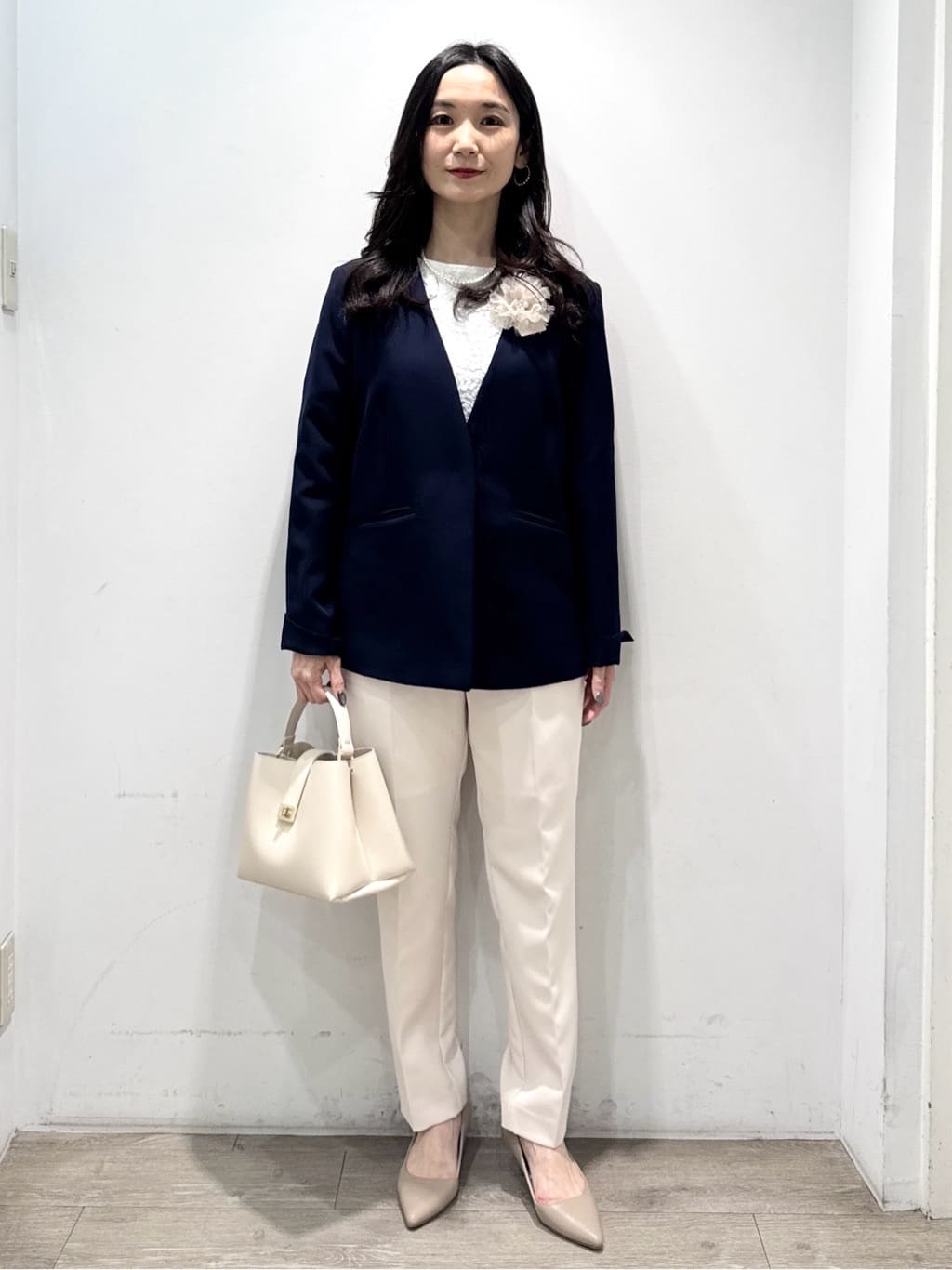 yuicciさんの「OPAQUE.CLIP｜《通勤／セットアップ対応》 Vネックジャケット／ダブルクロス【洗濯機OK】」を使ったコーディネート