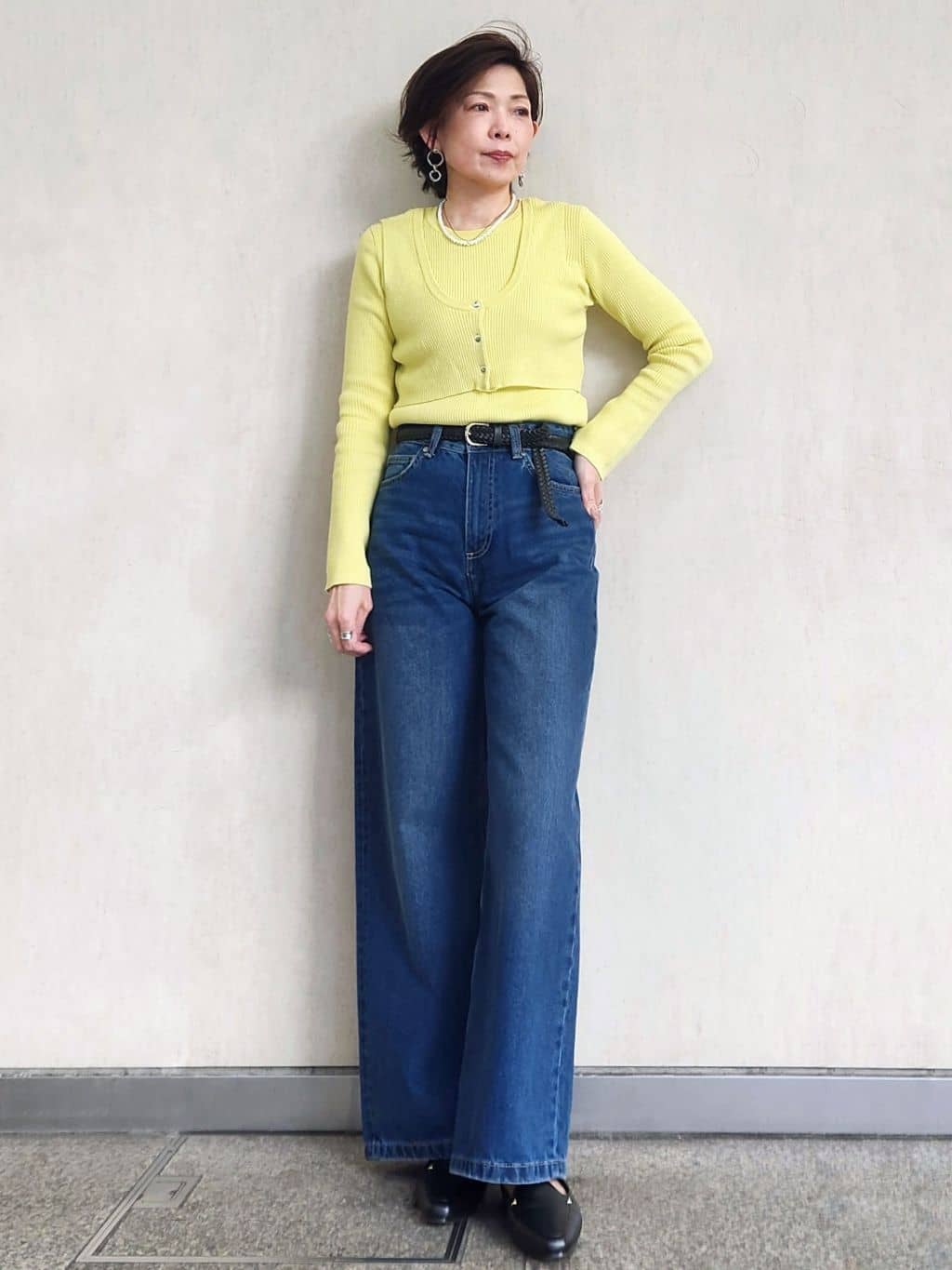 milkyさんの「OPAQUE.CLIP｜《ツインセット》ビスチェベスト&times;リブニット【洗濯機OK】」を使ったコーディネート