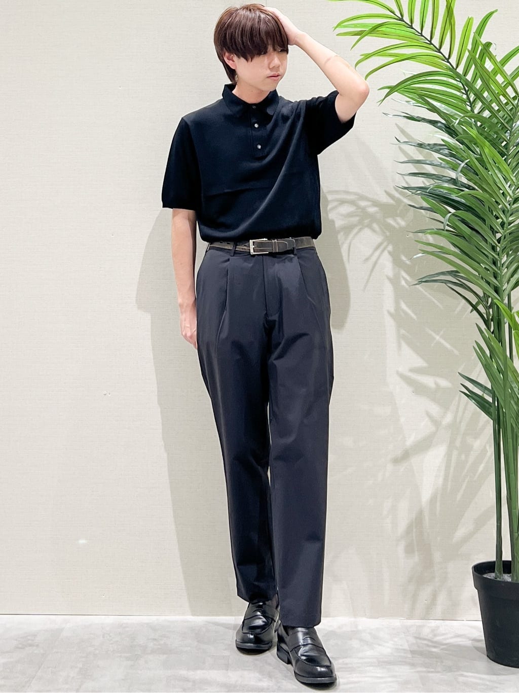 SHI-MAさんの「THE SHOP TK｜《KURO》半袖ニットポロシャツ 接触冷感」を使ったコーディネート