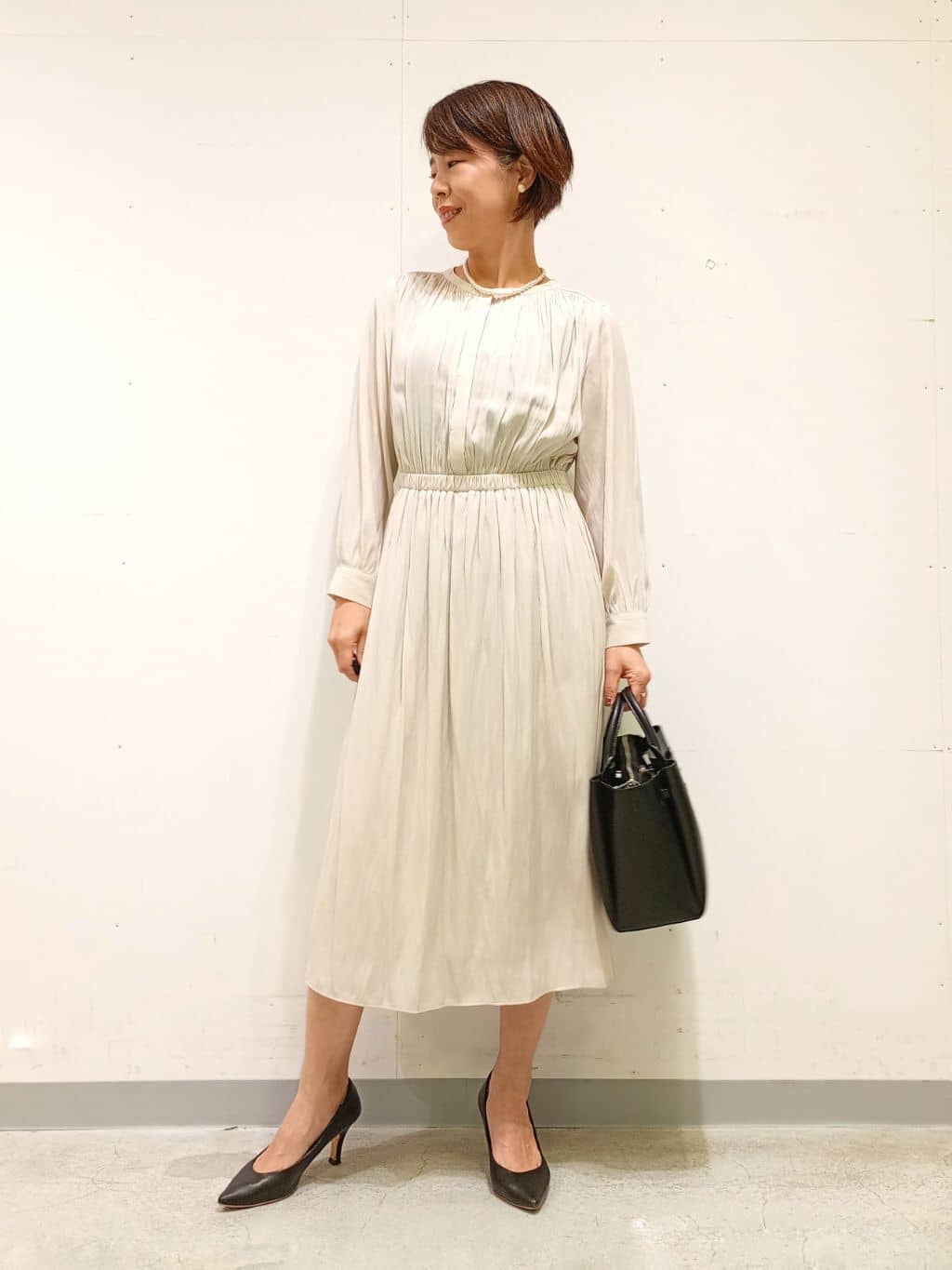 Kさんの「INDIVI｜【洗える】ギャザーフレアワンピース」を使ったコーディネート