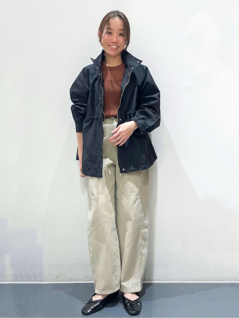 ともも。さんの「OPAQUE.CLIP｜シアー配色クルーネックリブニット【洗濯機OK】」を使ったコーディネート
