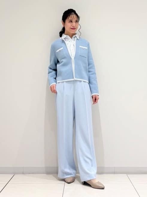 kayoさんの「INDIVI｜【軽量】ブークレジャケット ニットカーディガン」を使ったコーディネート