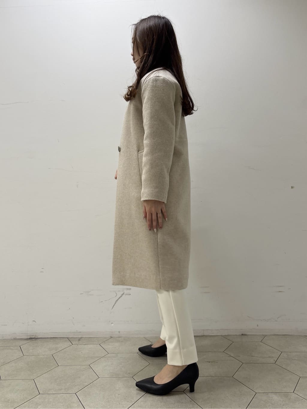 kahoさんの「INDIVI｜【軽量／ウール混】ライトフォルム ロングコート」を使ったコーディネート