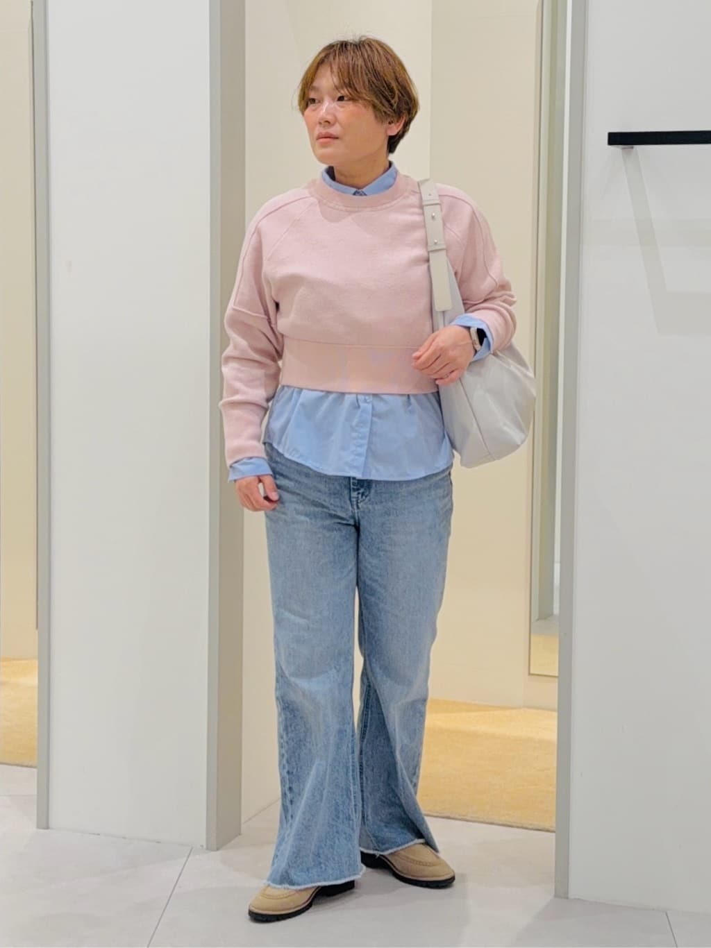 タナさんの「THE SHOP TK｜【着丈が選べる】スウェットライクラメジャカードニット」を使ったコーディネート