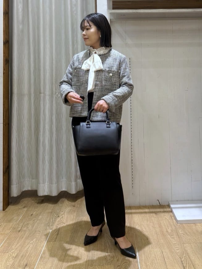 chさんの「THE SHOP TK｜【通勤・セレモニー】ツイードノーカラージャケット」を使ったコーディネート