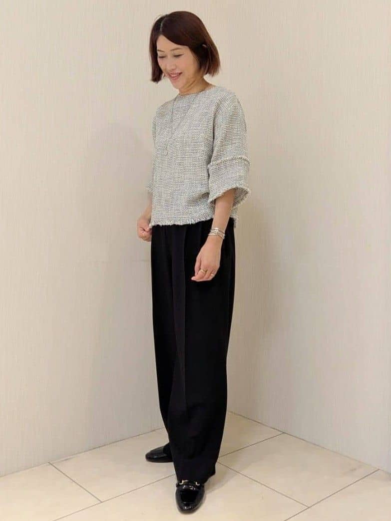 u-macoさんの「UNTITLED｜【洗える/ワイド】ベーシックツータックパンツ」を使ったコーディネート