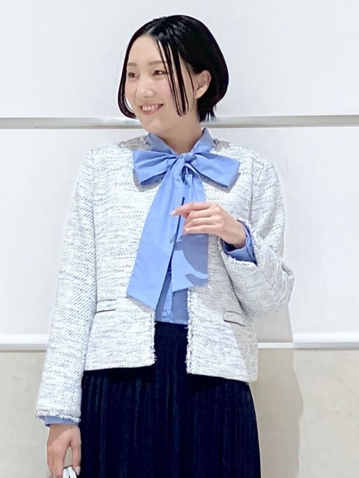 eriko さんの「Dessin｜ツイードクルーネックジャケット」を使ったコーディネート