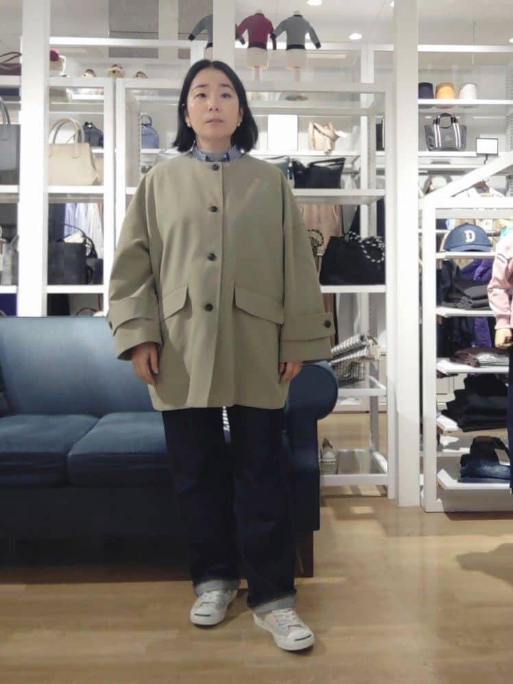 kaiさんの「Dessin｜【花粉ガード/撥水加工/洗える】クルーネックスプリングコート」を使ったコーディネート