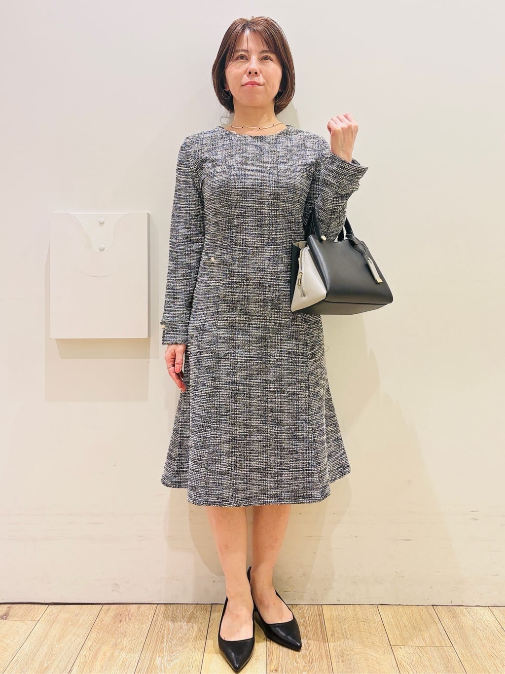 YUKOさんの「index｜《通勤／セットアップ対応》ノーカラーツイードジャケット【洗濯機OK】」を使ったコーディネート