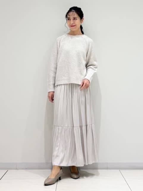 kayoさんの「INDIVI｜【洗える／ラメ／意匠感】ミックスブークレニット」を使ったコーディネート