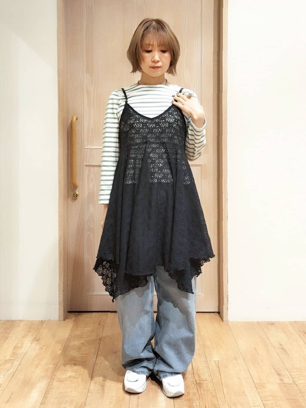YUKIさんの「SHOO･LA･RUE｜【S-LL/洗濯機可】着こなしいろいろ 首元すっきりボートネック ボーダーロンT」を使ったコーディネート