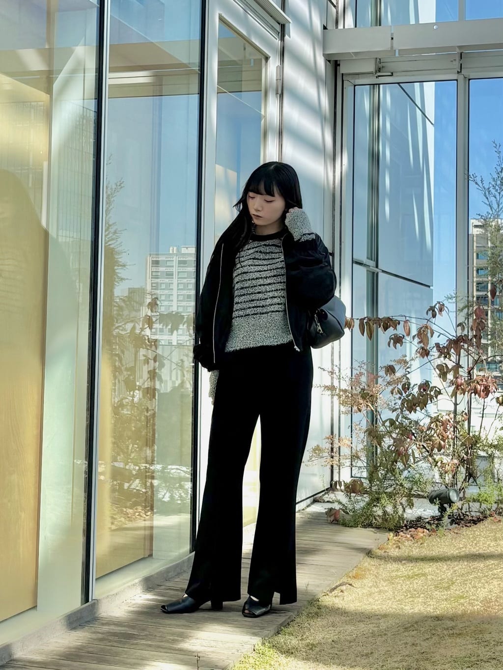 ibukiさんの「INDIVI｜ファンシーヤーンボーダーニット」を使ったコーディネート
