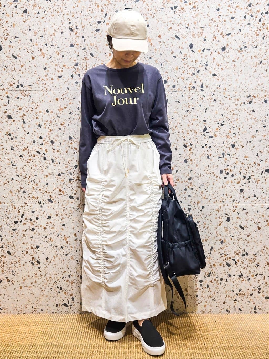 yoshimiさんの「OPAQUE.CLIP｜ロゴプリントロングTシャツ【洗濯機OK】」を使ったコーディネート