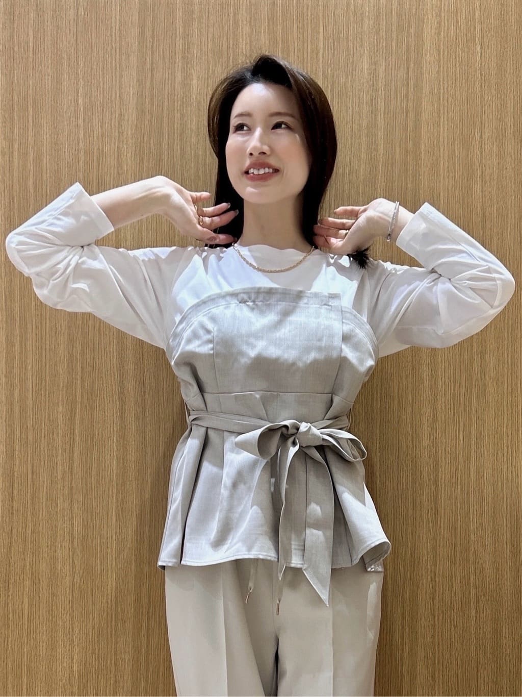 maiさんの「OPAQUE.CLIP｜ビスチェドッキングカットソー【洗濯機OK】」を使ったコーディネート