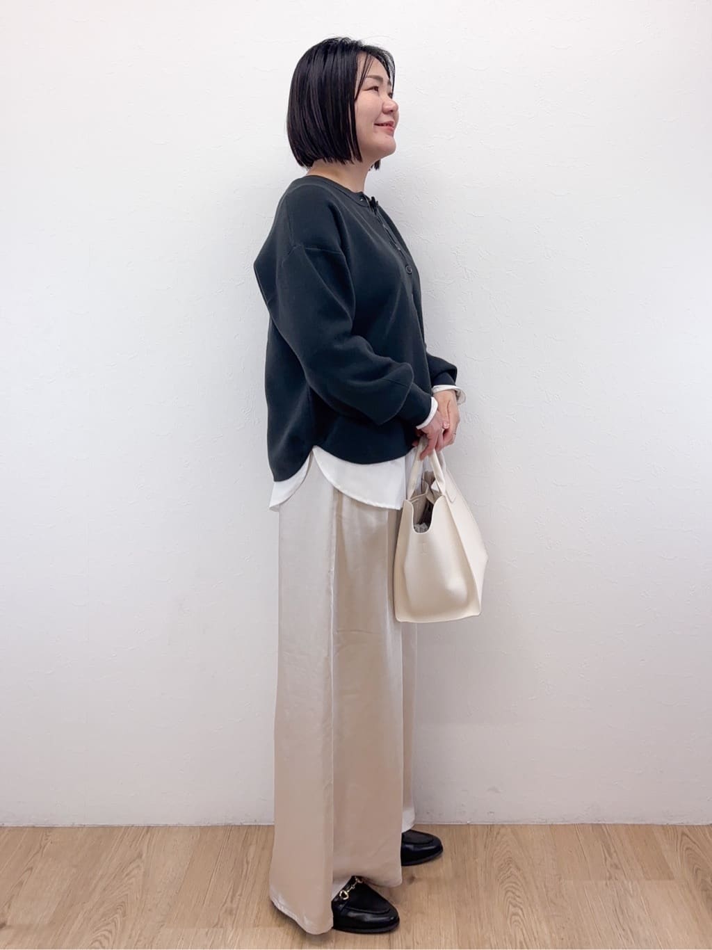 Takeさんの「OPAQUE.CLIP｜ヘンリーネックニット／前後2WAY【洗濯機OK】」を使ったコーディネート