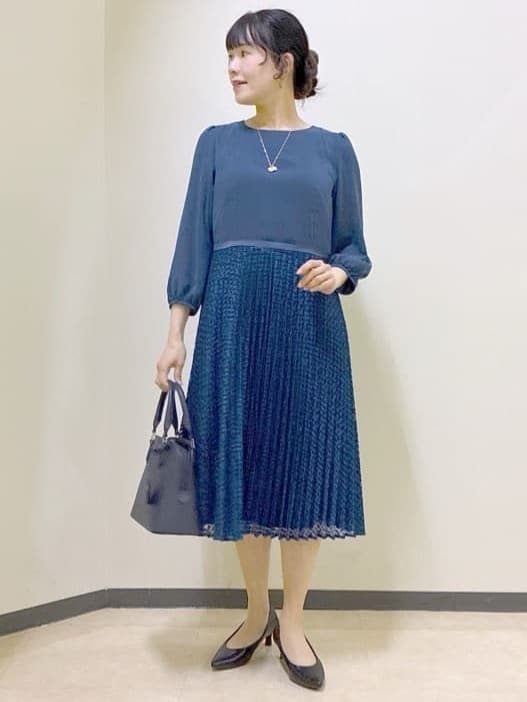  beni_gingerさんの「Reflect｜【SS-4Lサイズ】シフォン&times;幾何柄レースプリーツワンピース」を使ったコーディネート