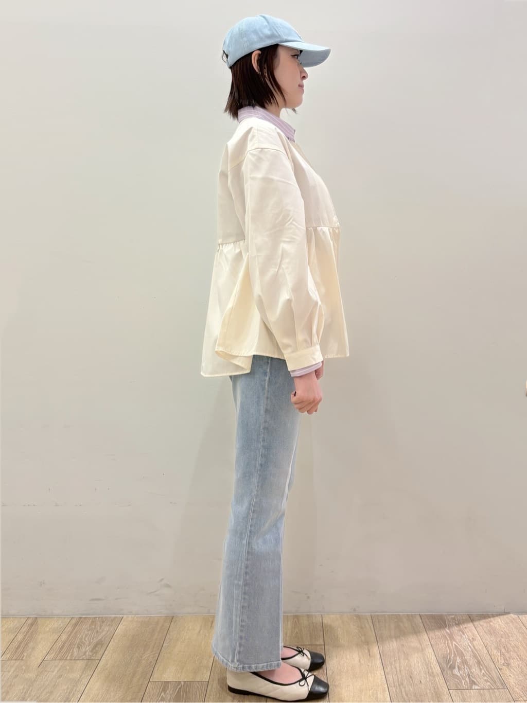 RINさんの「OPAQUE.CLIP｜撥水ノーカラーペプラムブルゾン【洗濯機OK／抗ピル】」を使ったコーディネート