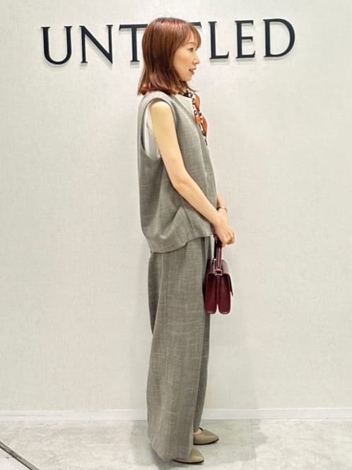 Miwaさんの「UNTITLED｜【接触冷感／コットン100／洗える／丸首】ノースリーブ天竺プルオーバー」を使ったコーディネート