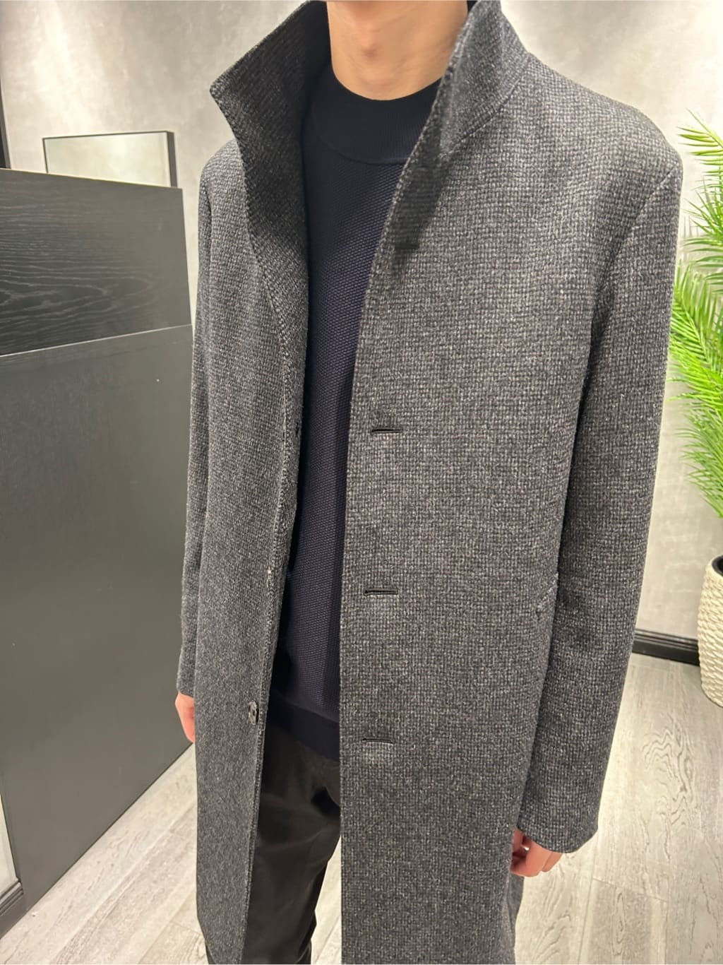 ruiさんの「TAKEO KIKUCHI｜カシミヤブレンド ビーバー調ピンヘッドスタンドカラーコート」を使ったコーディネート