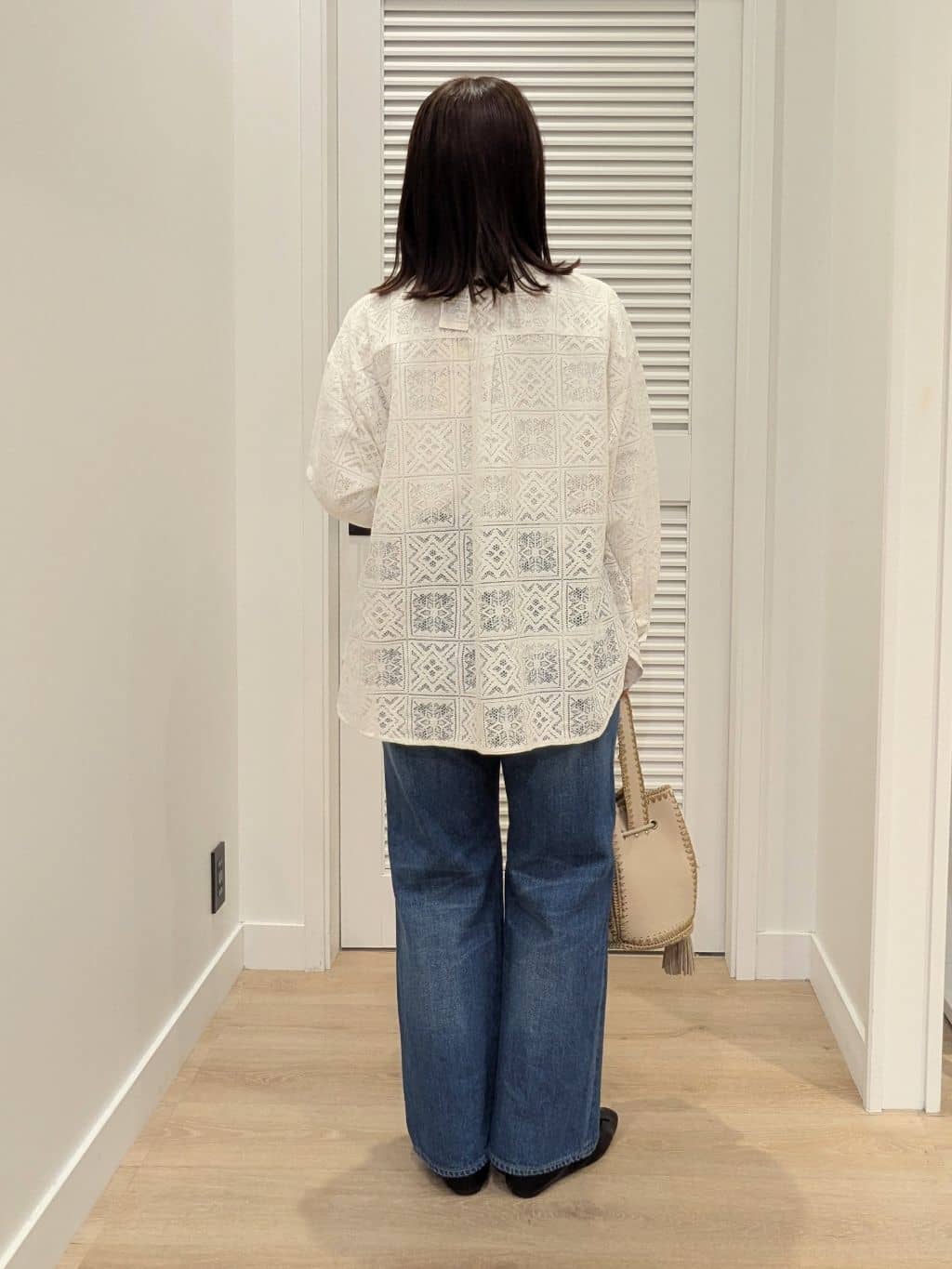 enさんの「Dessin｜【洗える】スクエアレースノーカラーシャツ」を使ったコーディネート