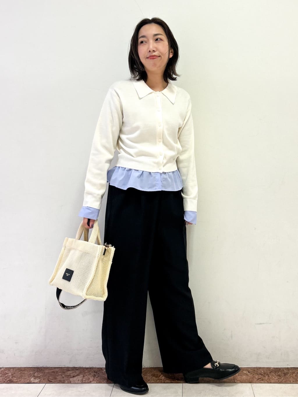 madokaさんの「OPAQUE.CLIP｜ポロ衿シャツドッキングニット【洗濯機OK】」を使ったコーディネート