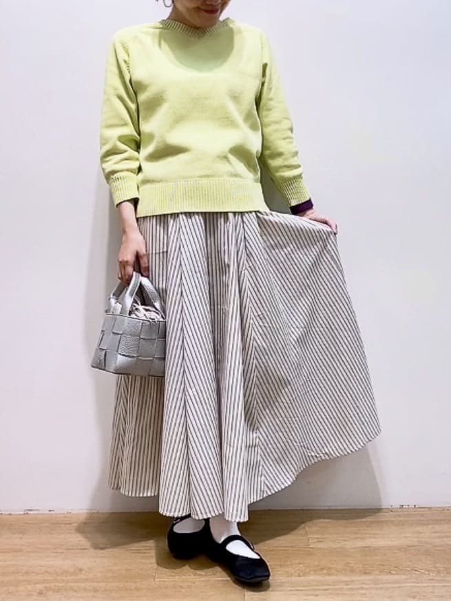 Hamaさんの「Dessin｜【洗える】コットンVネックニット」を使ったコーディネート