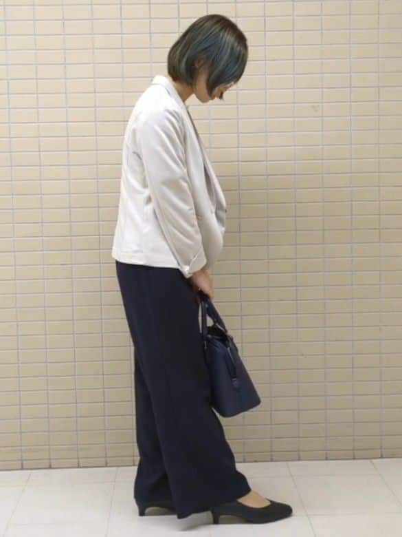 ひまりさんの「Reflect｜【SS-4Lサイズ／通勤／セットアップ可】タック入りワイドパンツ」を使ったコーディネート