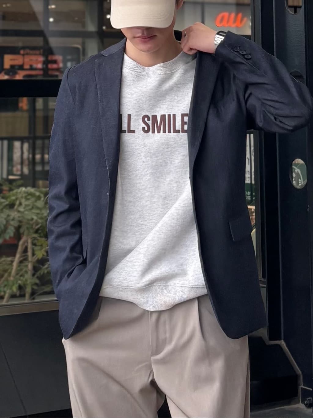 うらしーさんの「THE SHOP TK｜ライトエバーデニム ジャケット 洗濯機OK/ストレッチ/セットアップ可」を使ったコーディネート