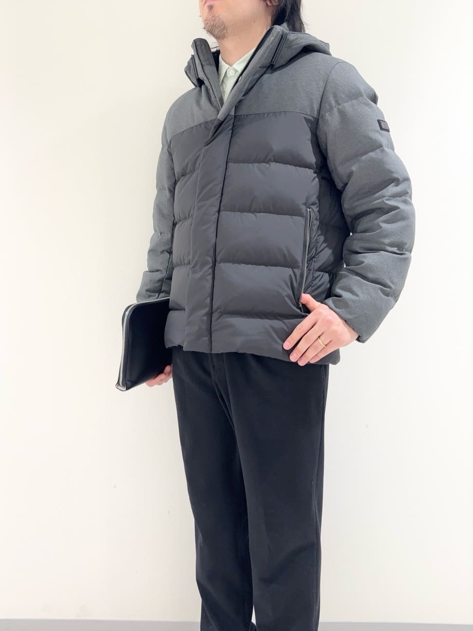 及川さんの「TAKEO KIKUCHI｜カラーコンビ ダウンブルゾン」を使ったコーディネート