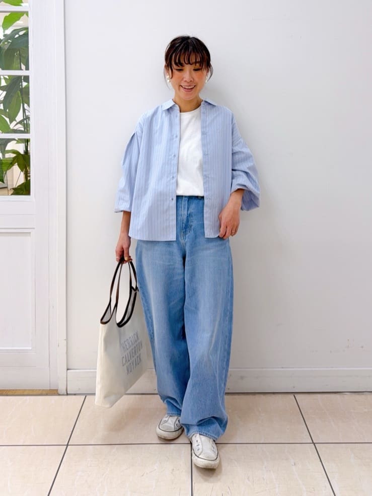 Osawaさんの「Dessin｜【洗える】バルーンスリーブバンドカラーシャツ」を使ったコーディネート
