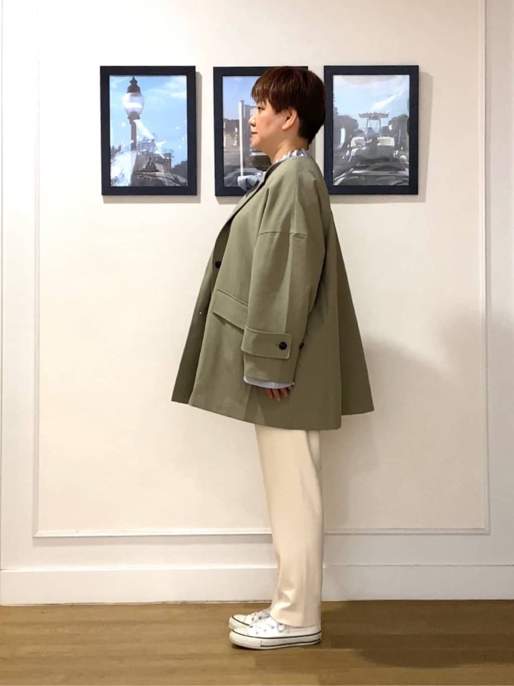 Hiroさんの「Dessin｜【花粉ガード/撥水加工/洗える】クルーネックスプリングコート」を使ったコーディネート