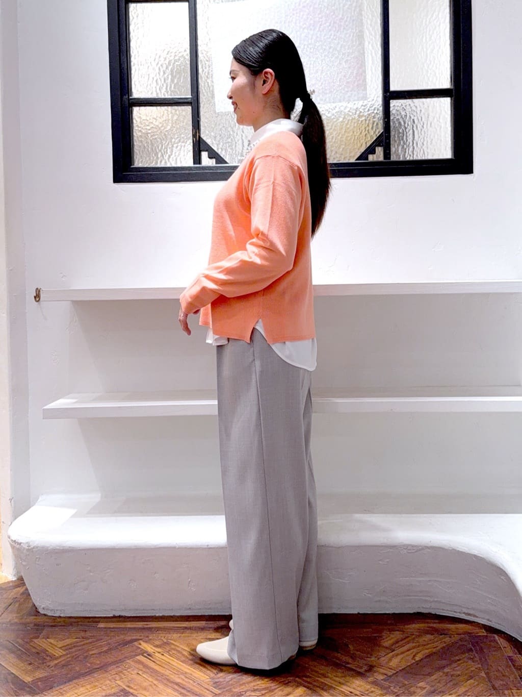あんりさんの「grove｜高評価！【洗濯機OK】ベーシックニット【毛玉軽減】」を使ったコーディネート