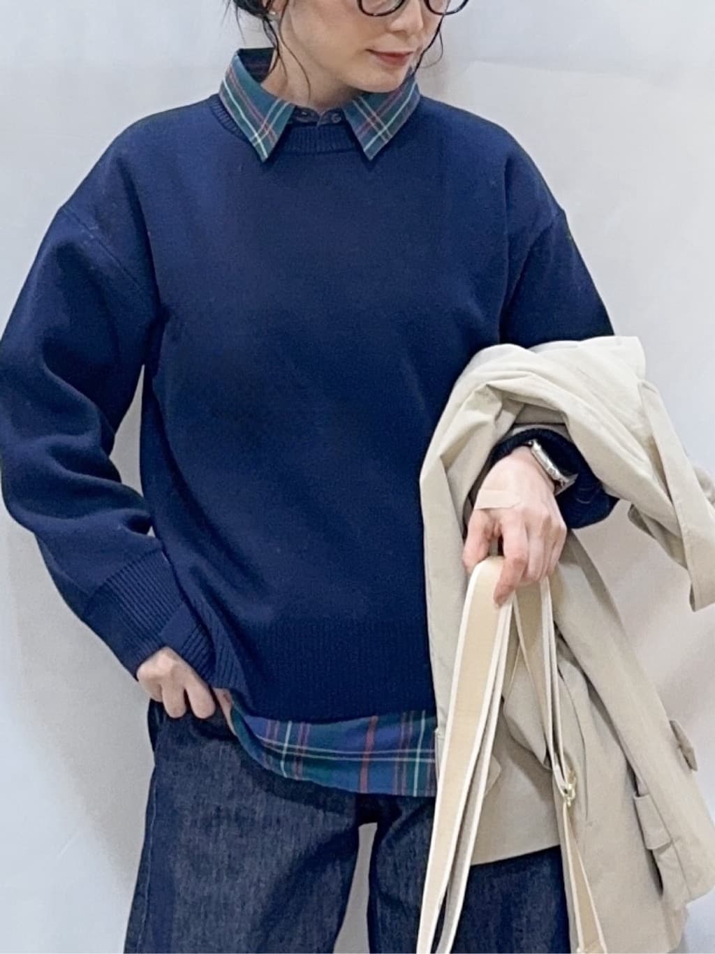 𝐇𝐢𝐫𝐨𝐦𝐢さんの「SHOO･LA･RUE｜【S-LL/洗濯機可/体型カバー】大人世代も取り入れやすい スウェットライクニット」を使ったコーディネート