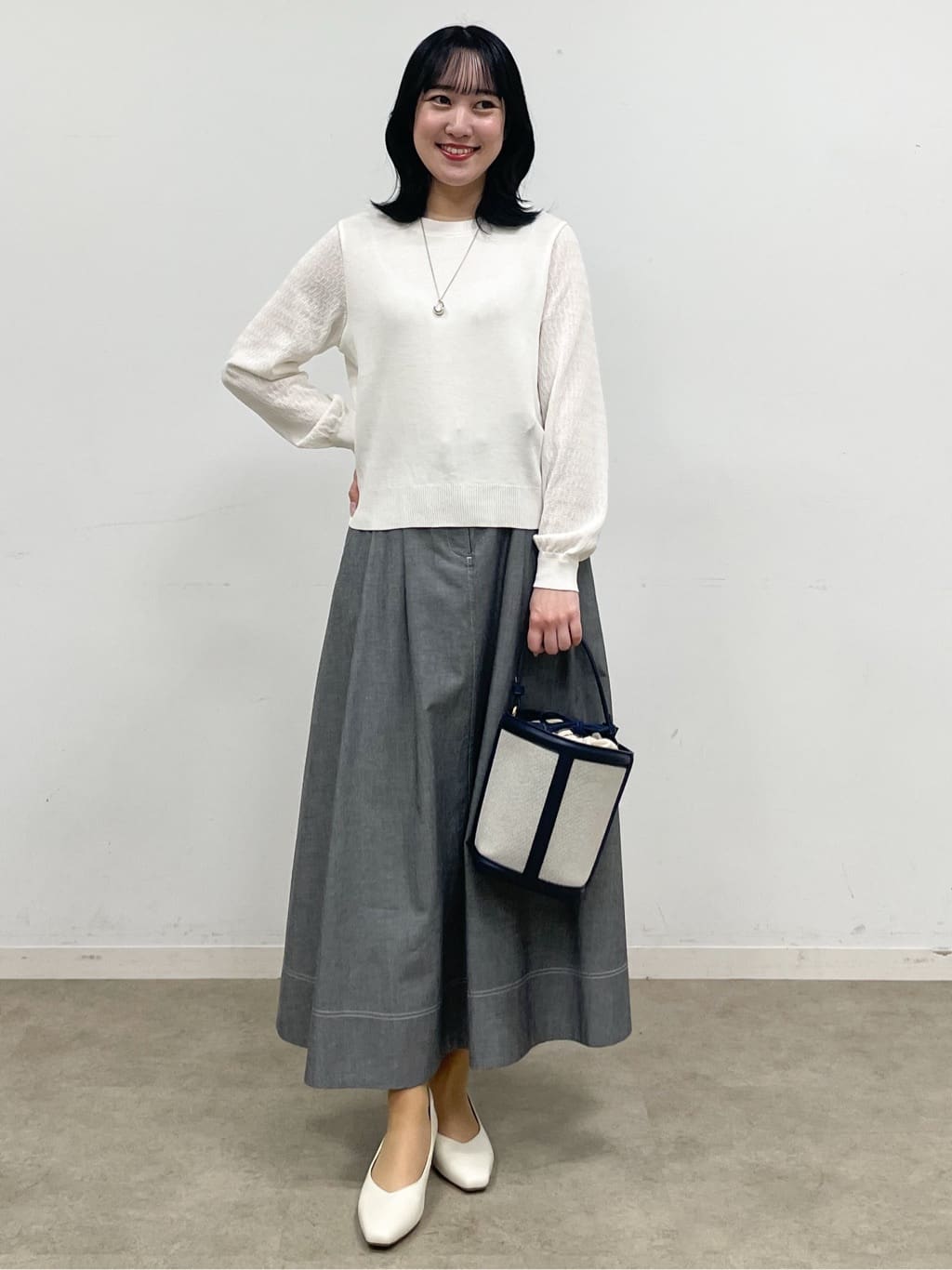 yukariさんの「Reflect｜透かしスリーブデザインハイゲージニット」を使ったコーディネート