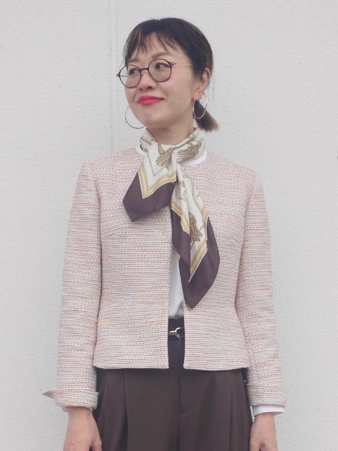 MUTSUKOさんの「UNTITLED｜【きれいめ】ツイード ペプラムジャケット」を使ったコーディネート