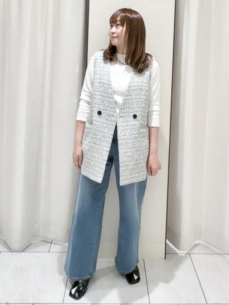 ʏᴜᴋɪᴋᴏさんの「UNTITLED｜【きれいめカジュアル】ツイードカラーレスジレ」を使ったコーディネート