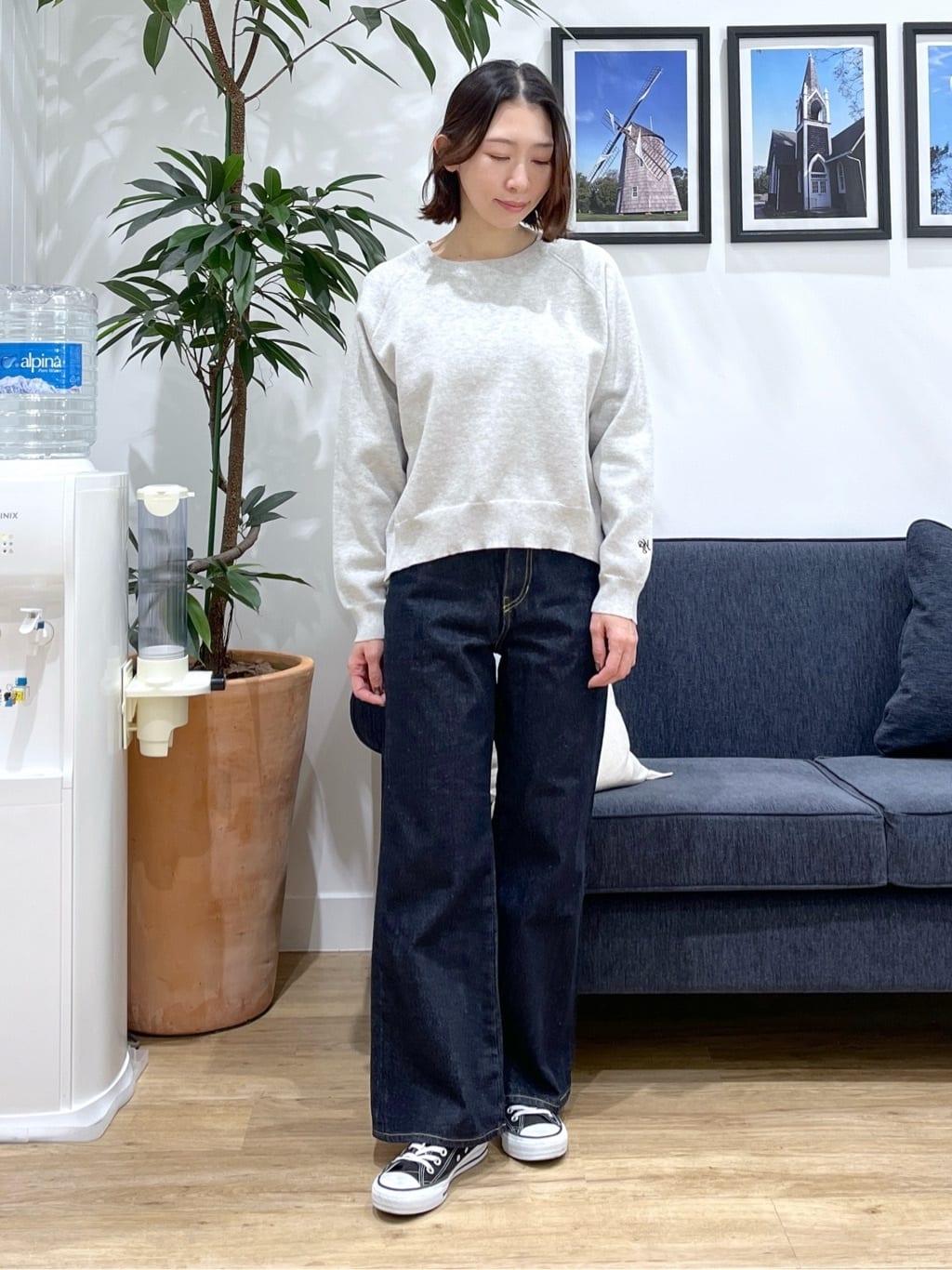 canaさんの「Dessin｜【花粉ガード/撥水加工/洗える】クルーネックスプリングコート」を使ったコーディネート