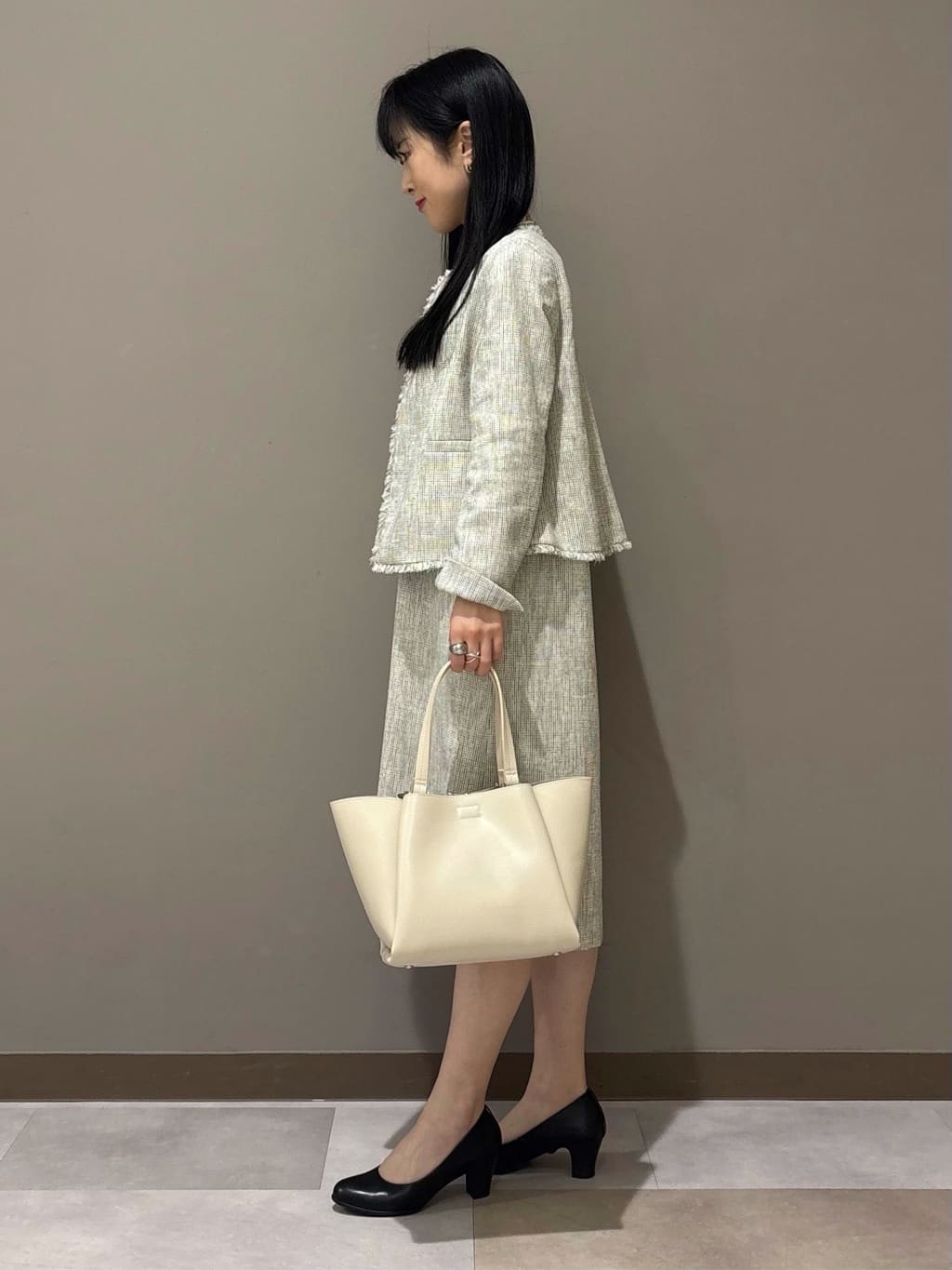 KEIKOさんの「INDIVI｜【軽量／SETUP可能】ストレッチツイードジャケット」を使ったコーディネート